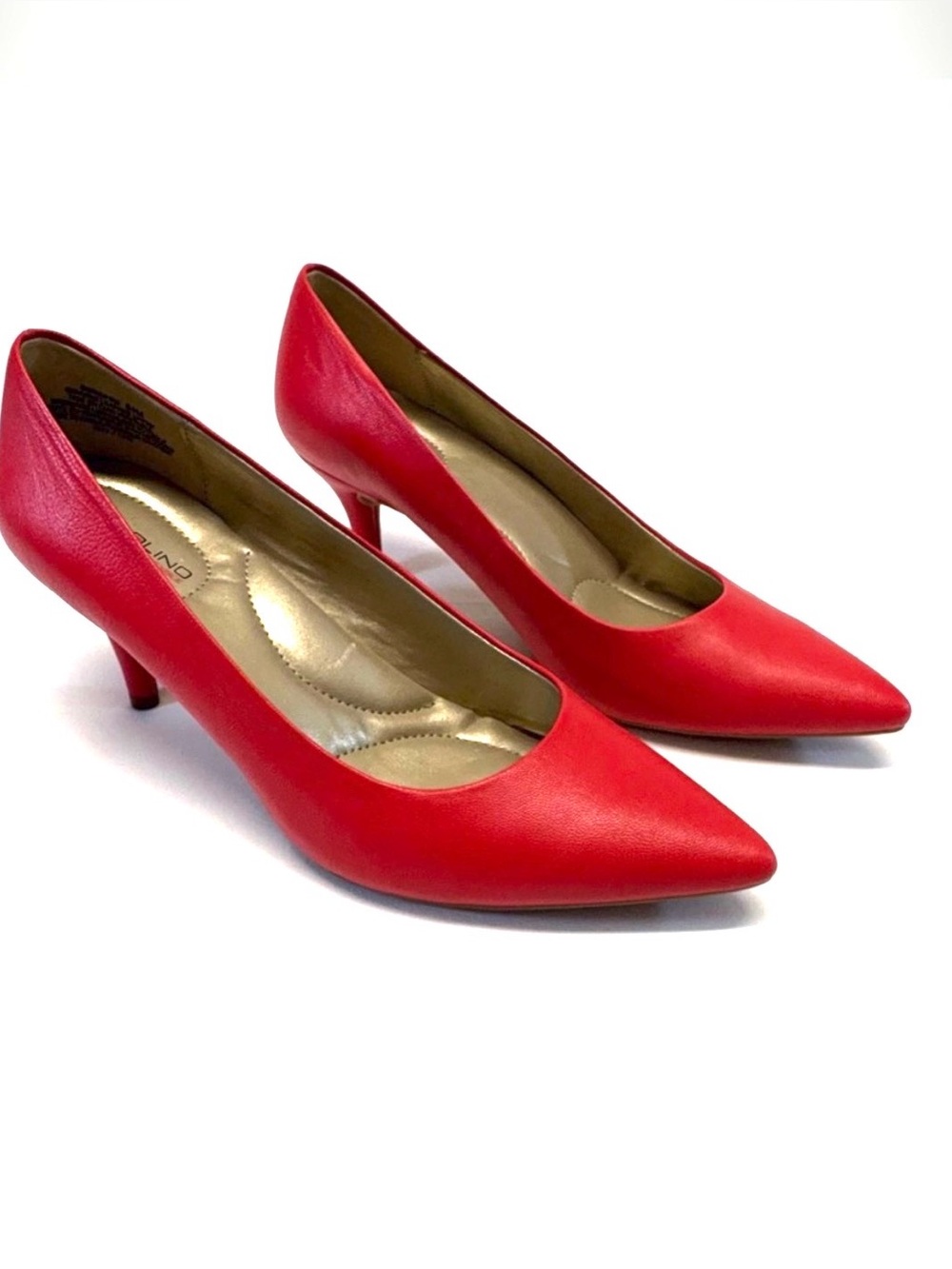 NEW Bandolino Red Genuine Leather Pointed Toe Pumps - 8.5M - Picture 2 of 10